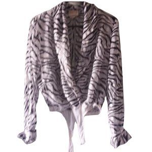 Women's L Cache Tiger Striped Chiffon Bodysuit